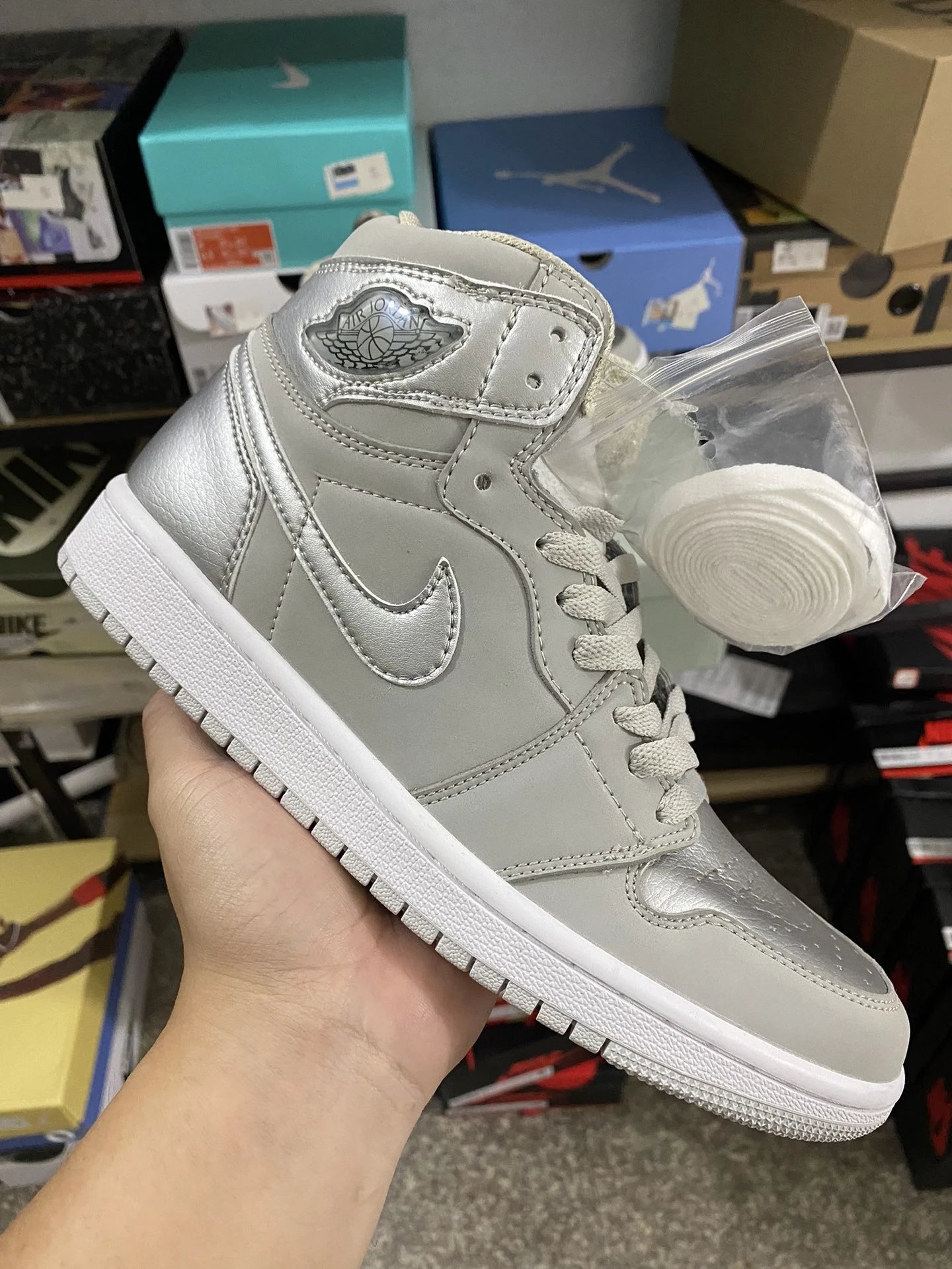 Air Jordan 1 High White Silver