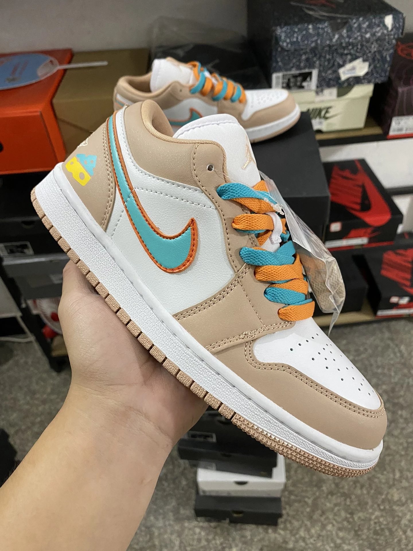Air Jordan 1 White Brown Blue Orange