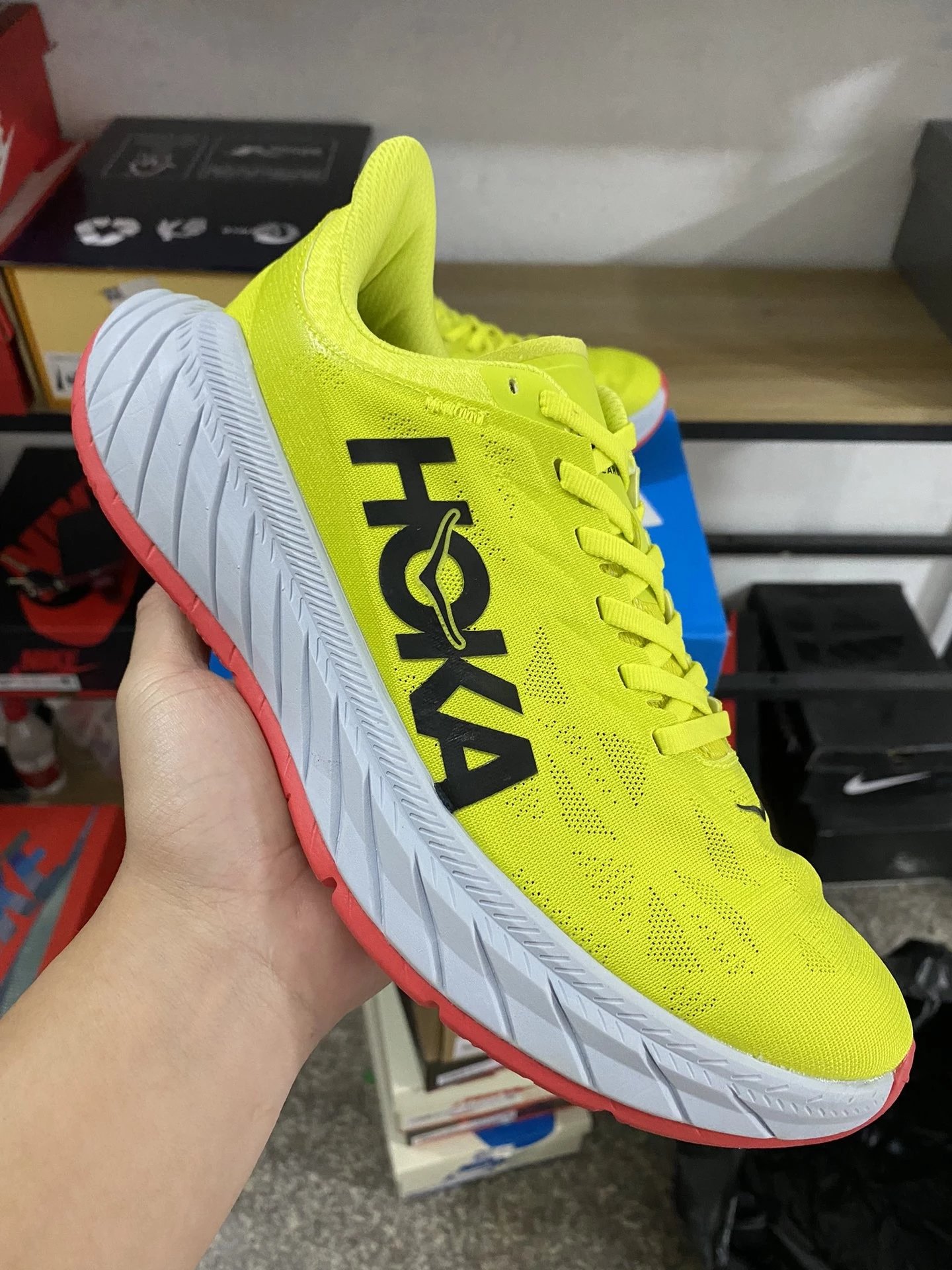 HOKA White Yellow