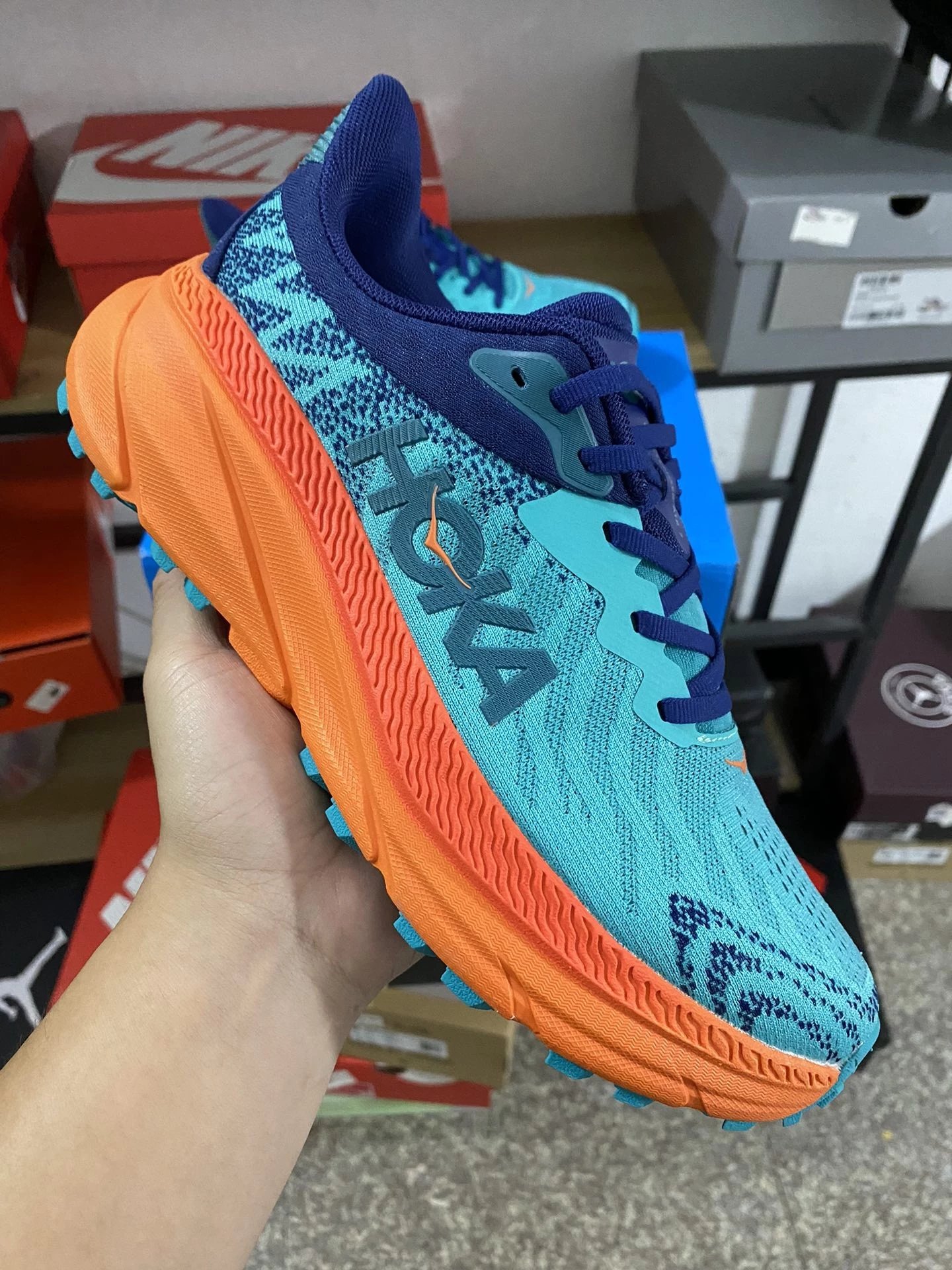 HOKA Light Blue Orange