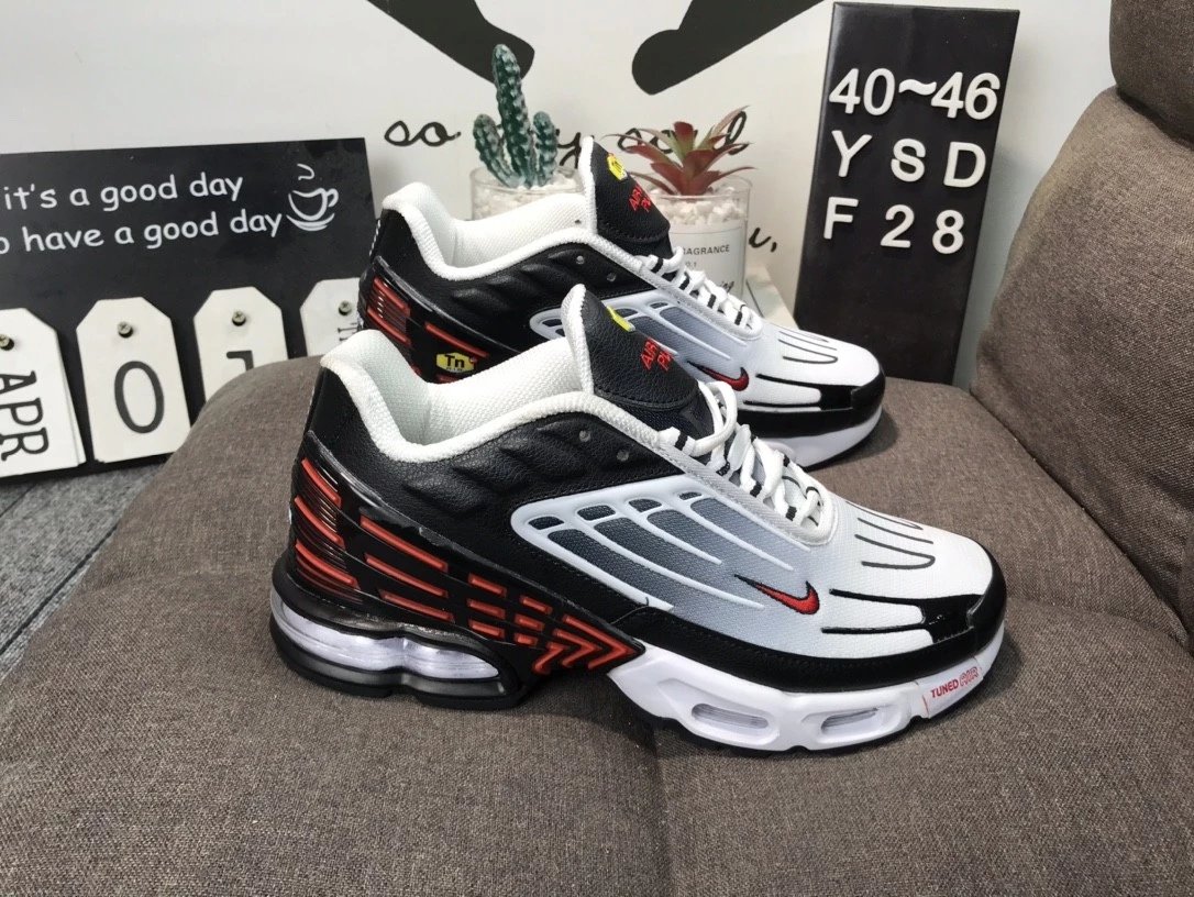 Nike Air Max Plus TN Black White Red Sneakers - 12