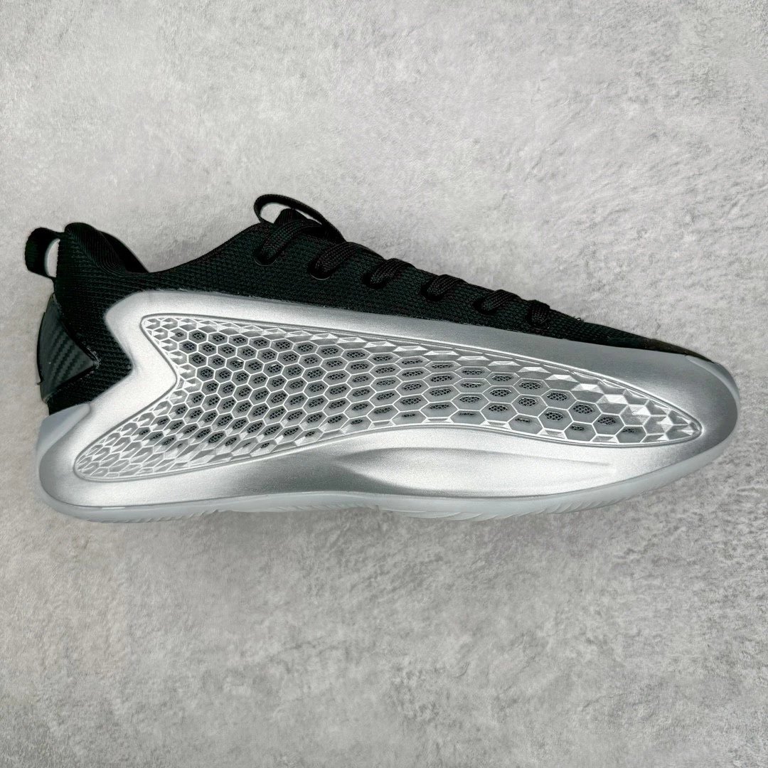 Unbranded Sneakers A.E. 1 high-top basketball shoes with honeycomb side panels — Black silver low-top