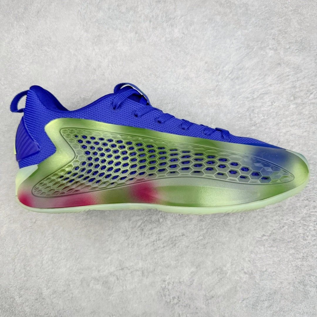 Unbranded Sneakers A.E. 1 high-top basketball shoes with honeycomb side panels — blue green low side