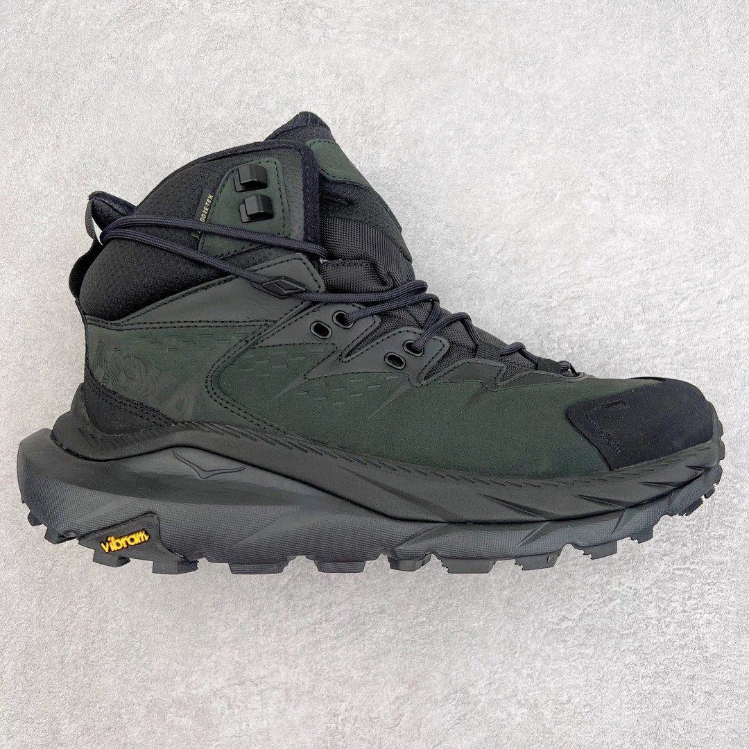 HOKA Sneakers Low-Top Trail with Lugged Vibram Soles — high top black green