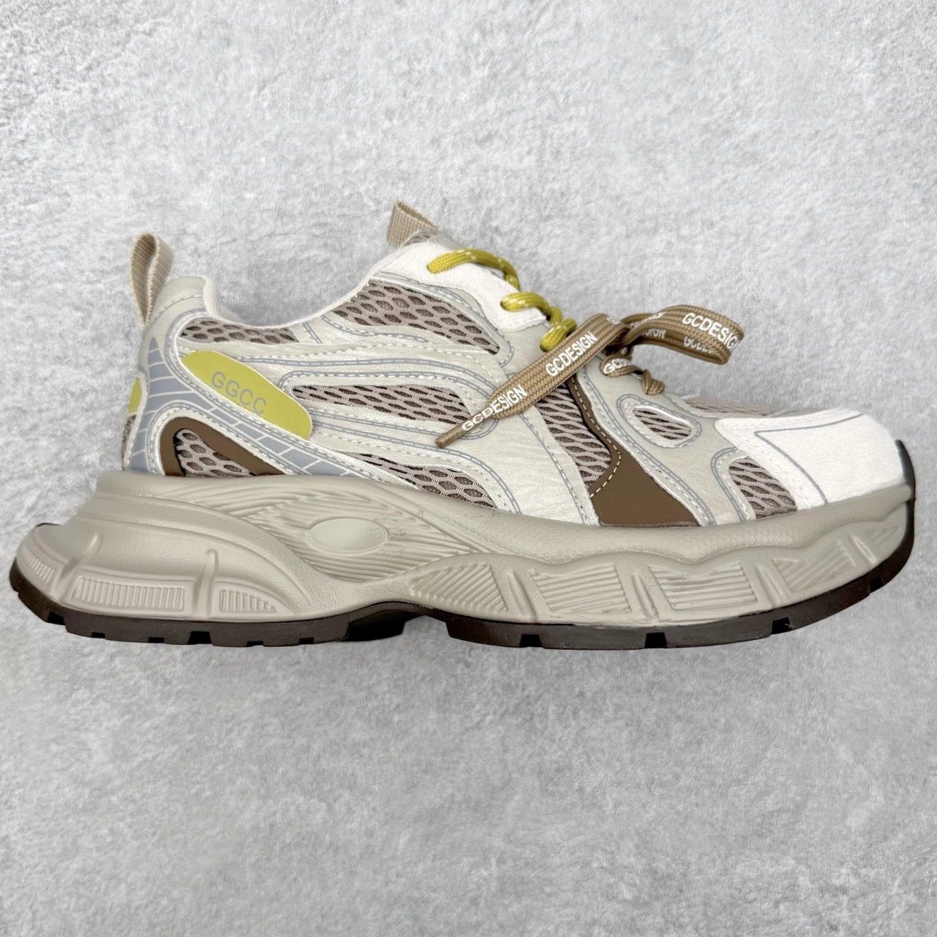 Unbranded Sneakers Mesh chunky with segmented platform sole — Brown