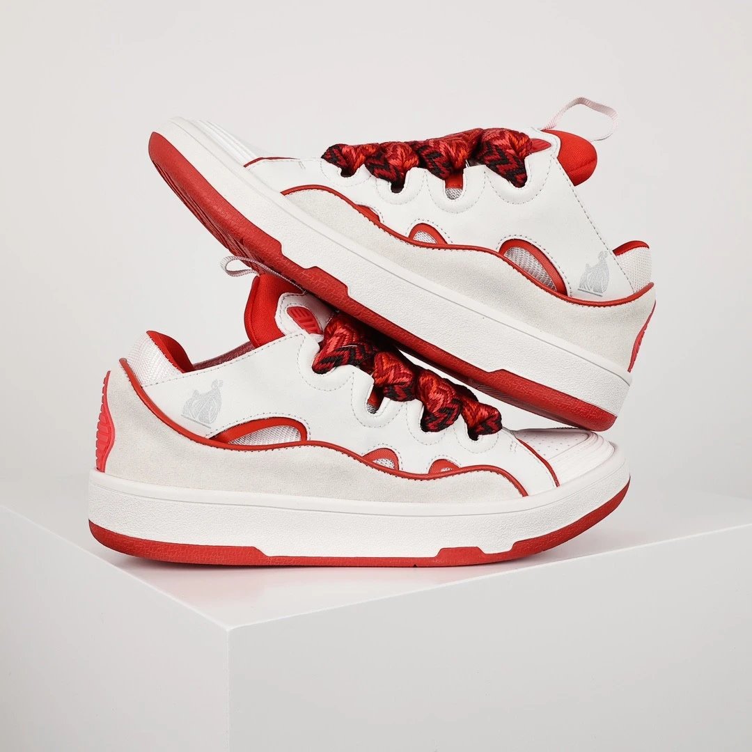 Lanvin Sneakers Low-top with wavy paneling and patterned laces — New Year Red