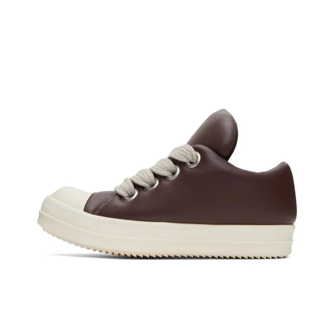 Rick Owens Sneakers Low-top lace-up with contrast side stripe and serrated sole — Brown RU02C7893LLPW 2-3311