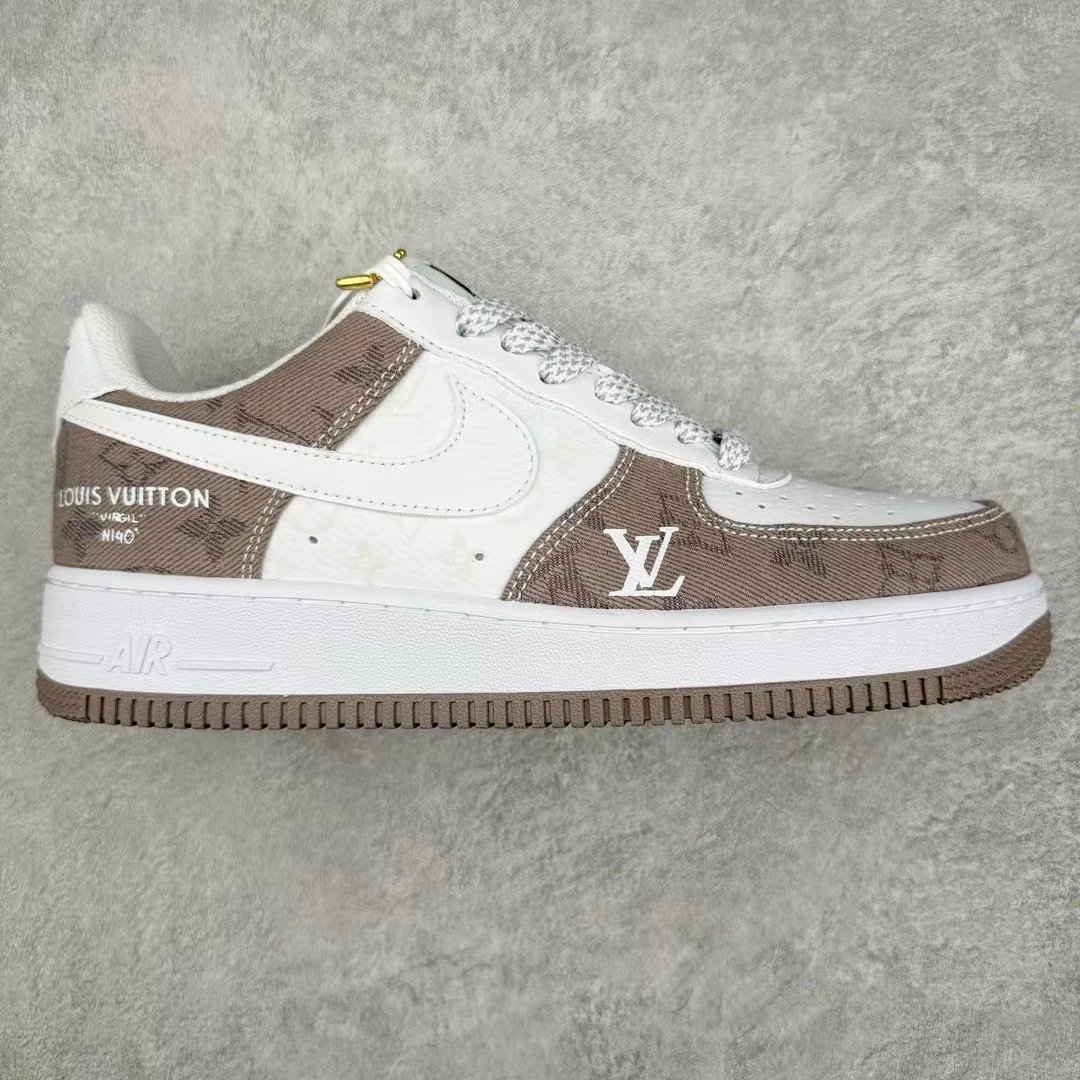Nike Sneakers Air Force 1 Low-Top — White-brown denim