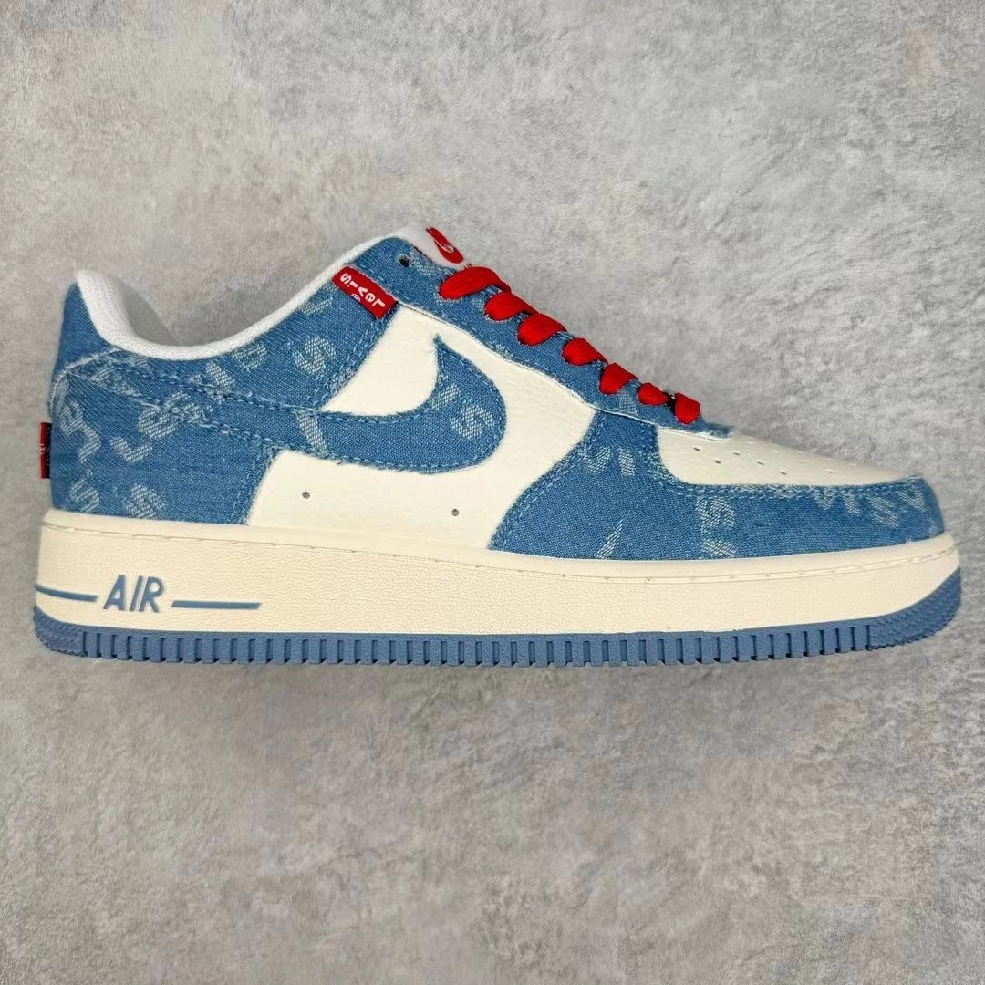 Nike Sneakers Air Force 1 Low-Top — White and blue denim