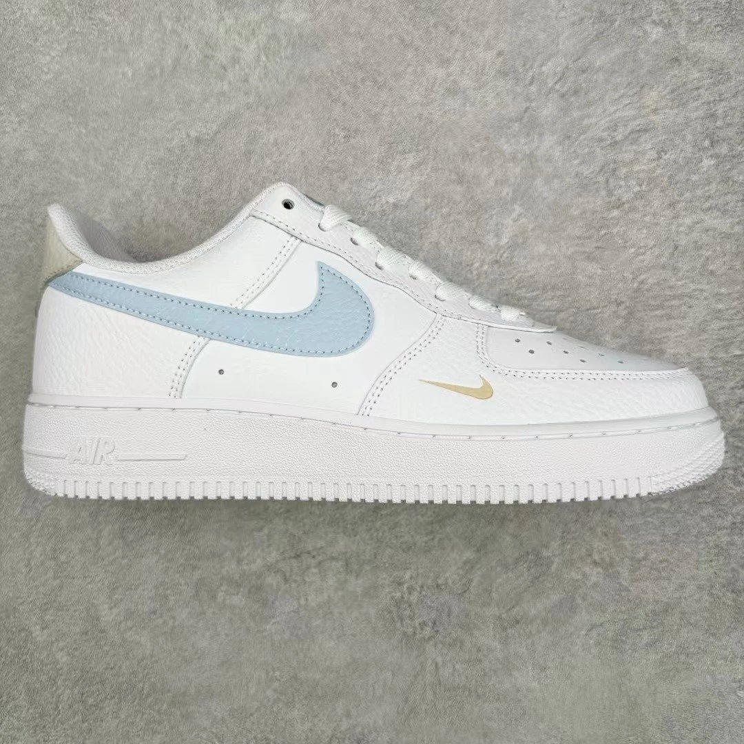 Nike Sneakers Air Force 1 Low-Top — White and blue with a small golden hook