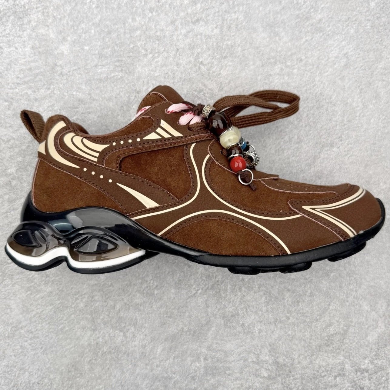 Unbranded Sneakers Mesh chunky with segmented platform sole — Coffee color