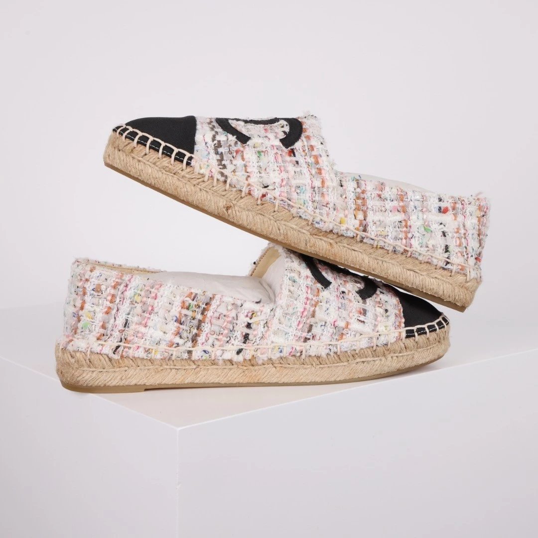 Chanel Casual Shoes Espadrille Slip-On — Black floral pattern
