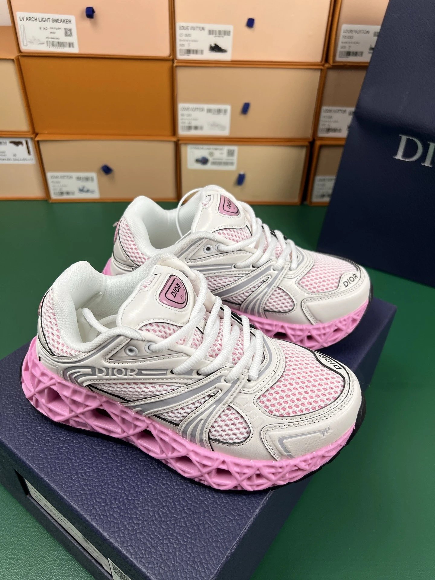 Dior Sneakers B35 Mesh — Pink and white