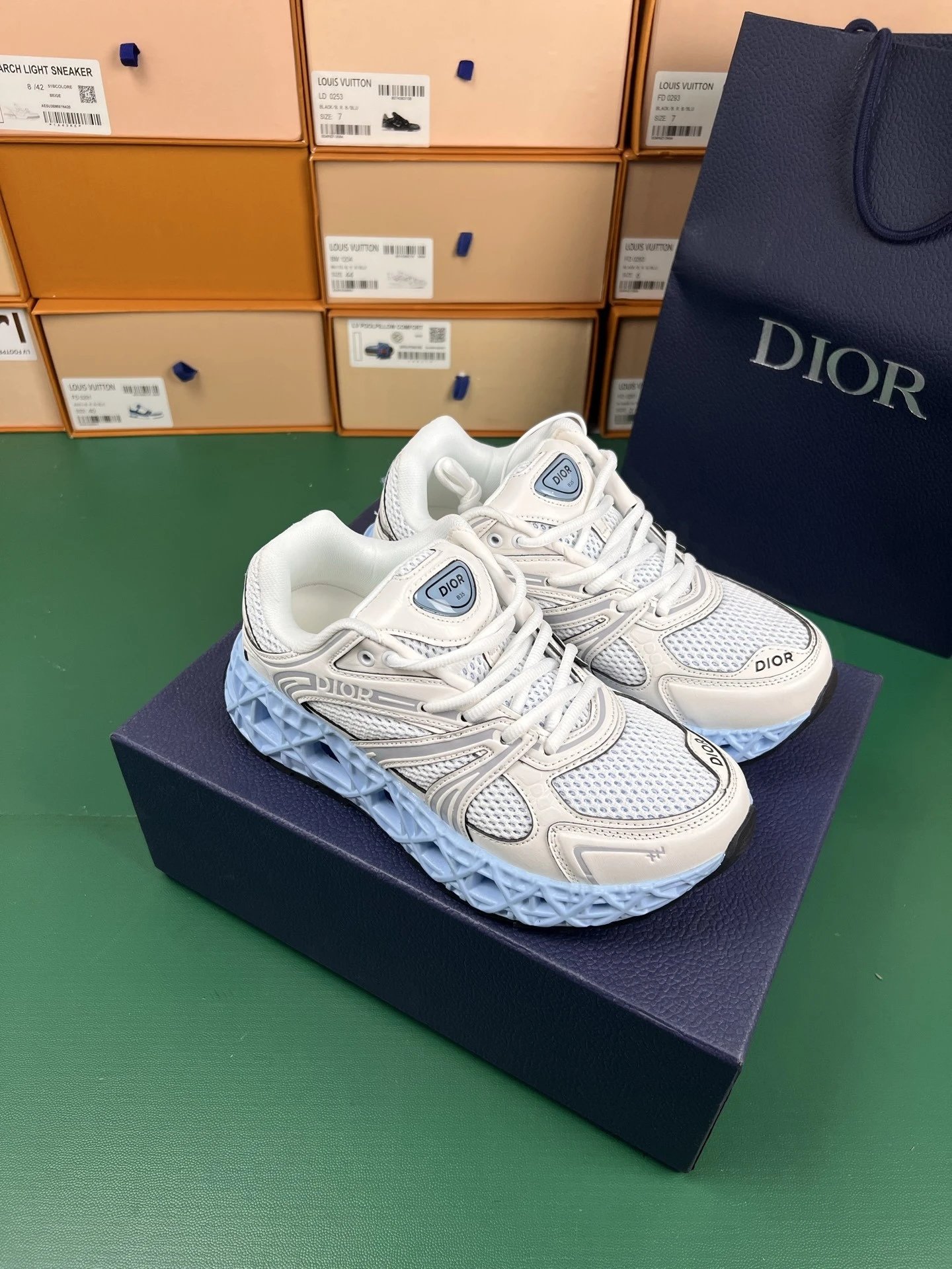 Dior Sneakers B35 Mesh — Blue and white