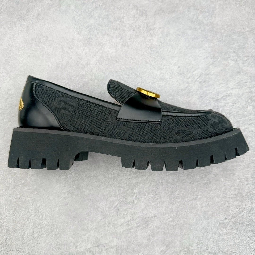 Gucci Leather Shoes Horsebit platform loafers with lug soles — Black