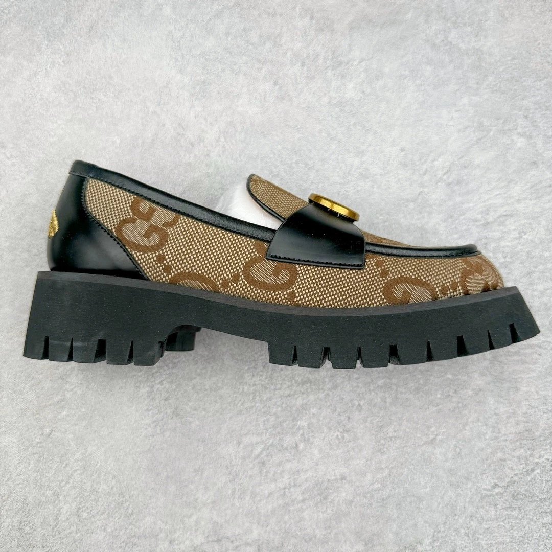 Gucci Leather Shoes Horsebit platform loafers with lug soles — Black-brown