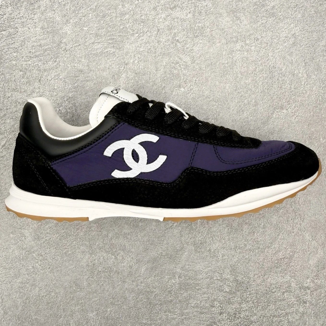 Chanel Sneakers CC Logo Suede and Textile — Black purple
