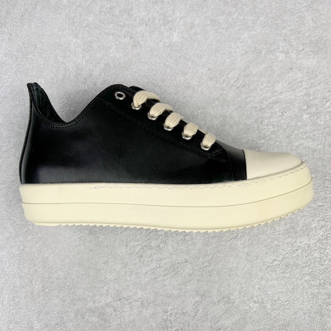 Unbranded Sneakers Platform lace-up with contrast toe caps — Black leather surface