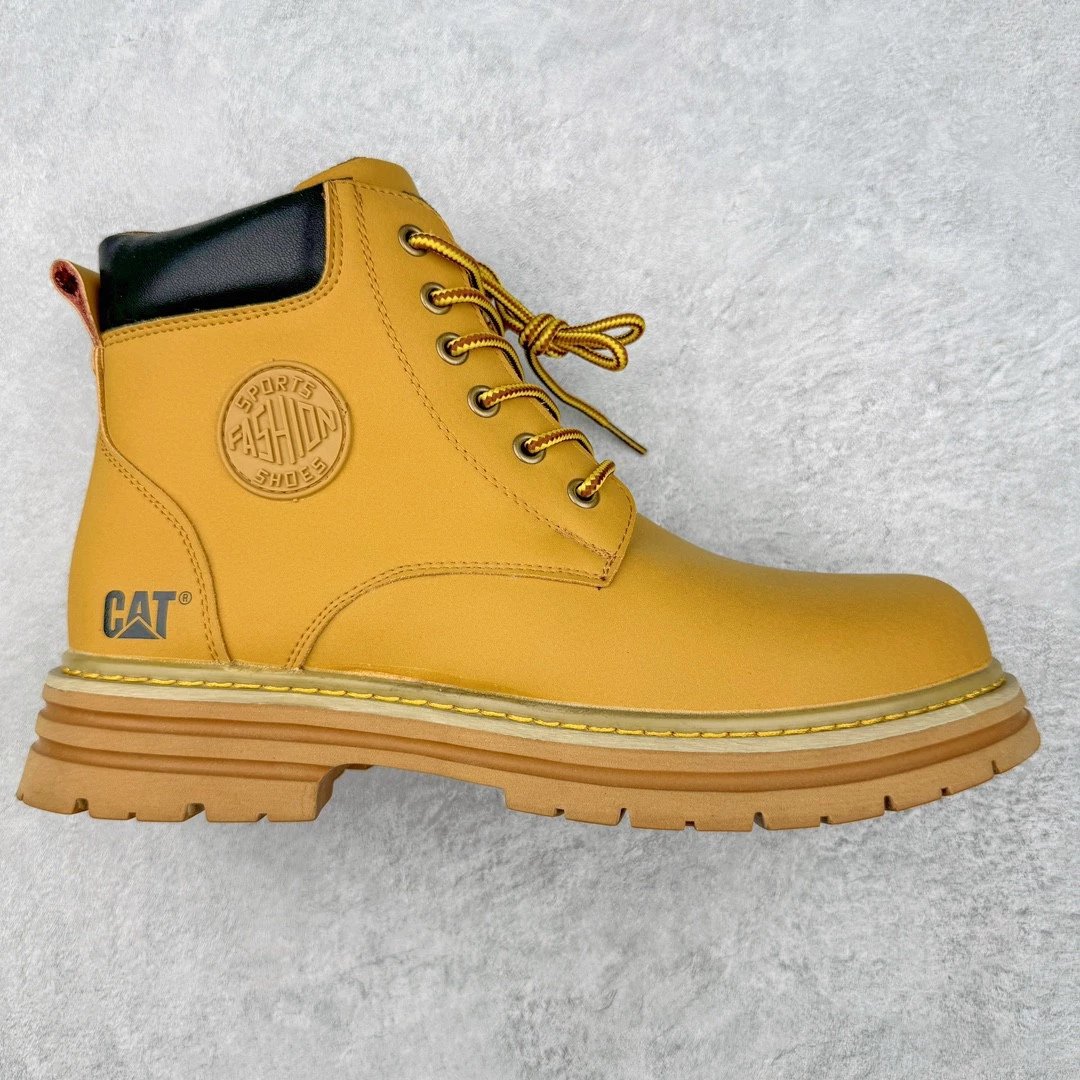 CAT Boots Lace-Up Work — Khaki logo seal