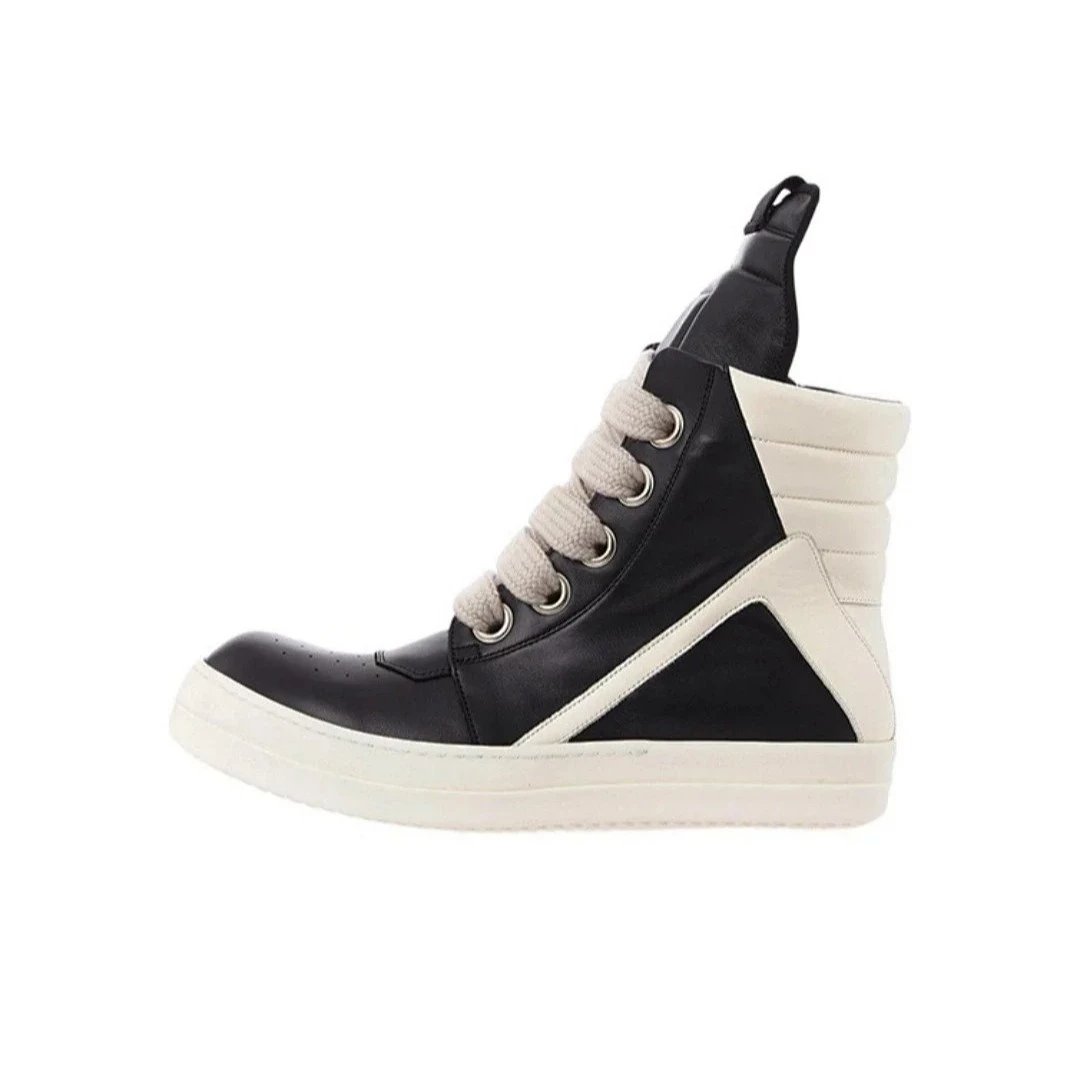 Rick Owens Sneakers Low-top lace-up with contrast side stripe and serrated sole — Black RP01B4894LPOW 1-9111