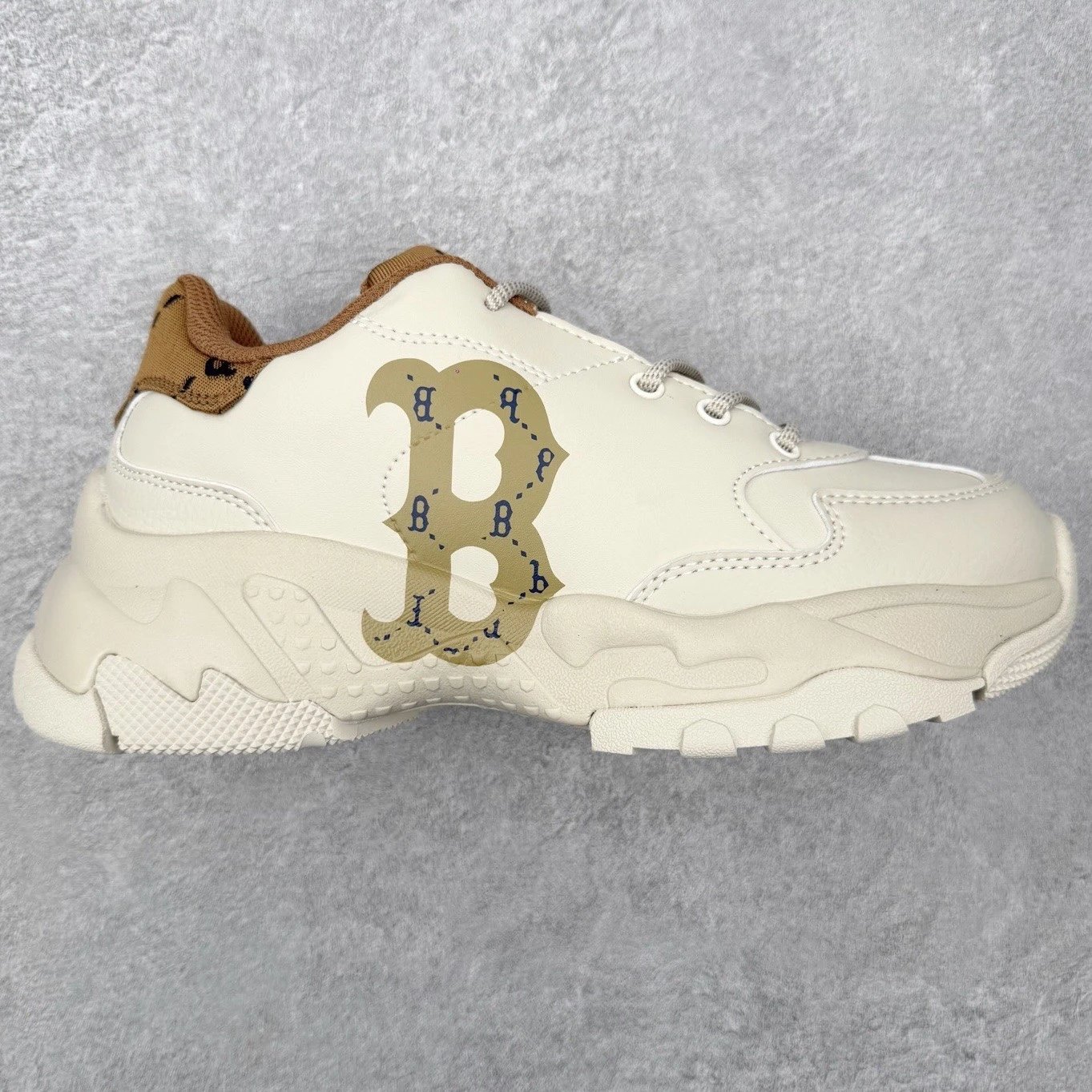 MLB Sneakers Low-Top Platform Baseball-Team Logo — White-brown B Height increase