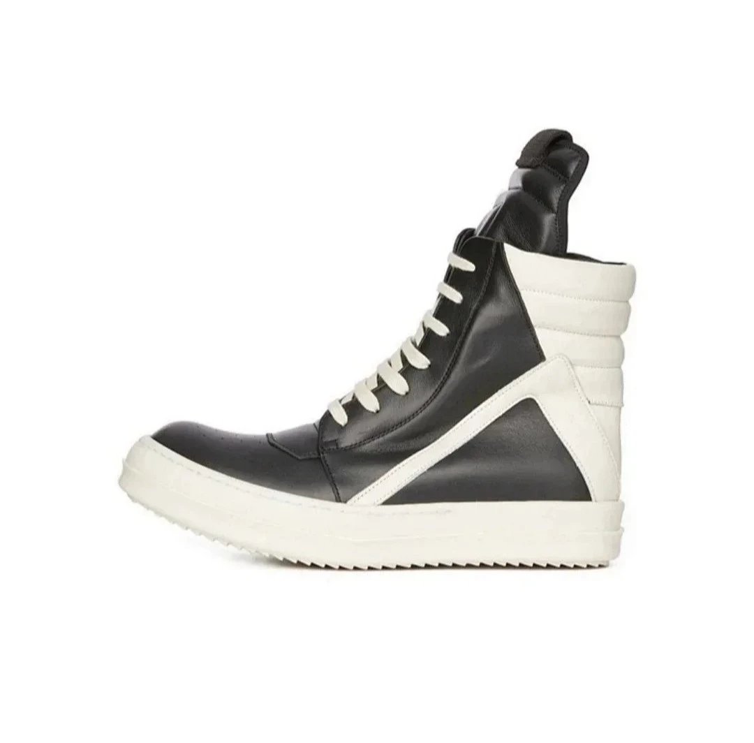 Rick Owens Sneakers Low-top lace-up with contrast side stripe and serrated sole — Black and white RP01C5894LPO-911