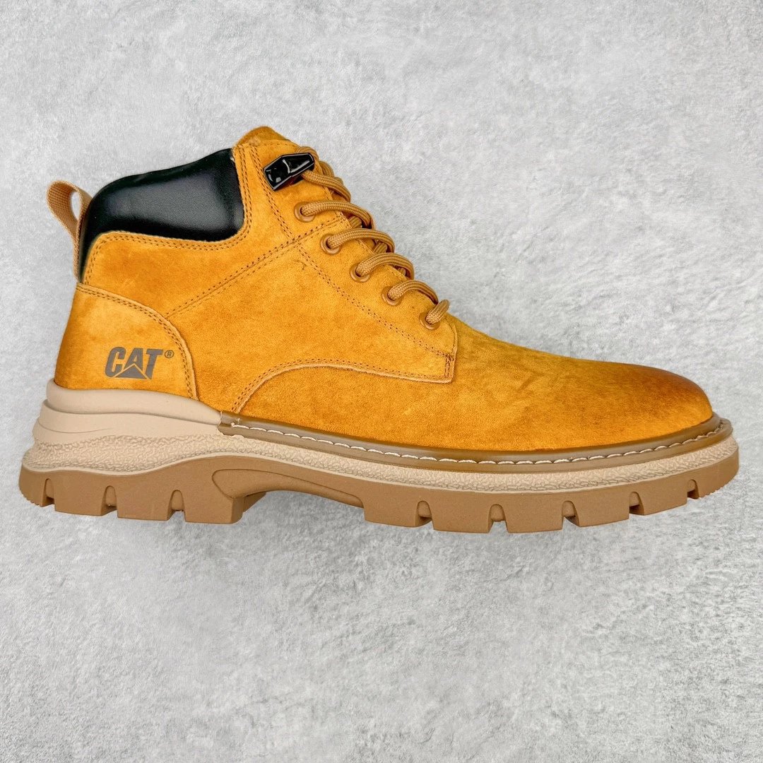 CAT Boots Lace-Up Work — Mid-Top Dark Khaki