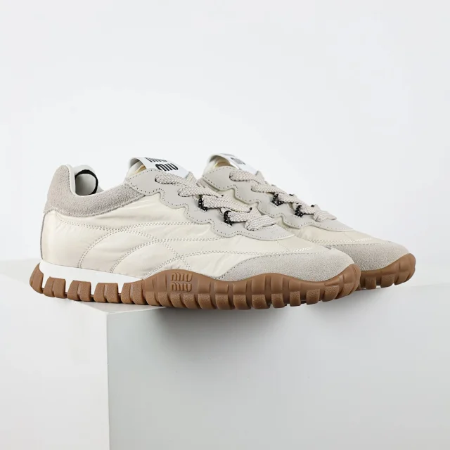 Miu Sneakers Nylon and suede lug-sole product detail image 3