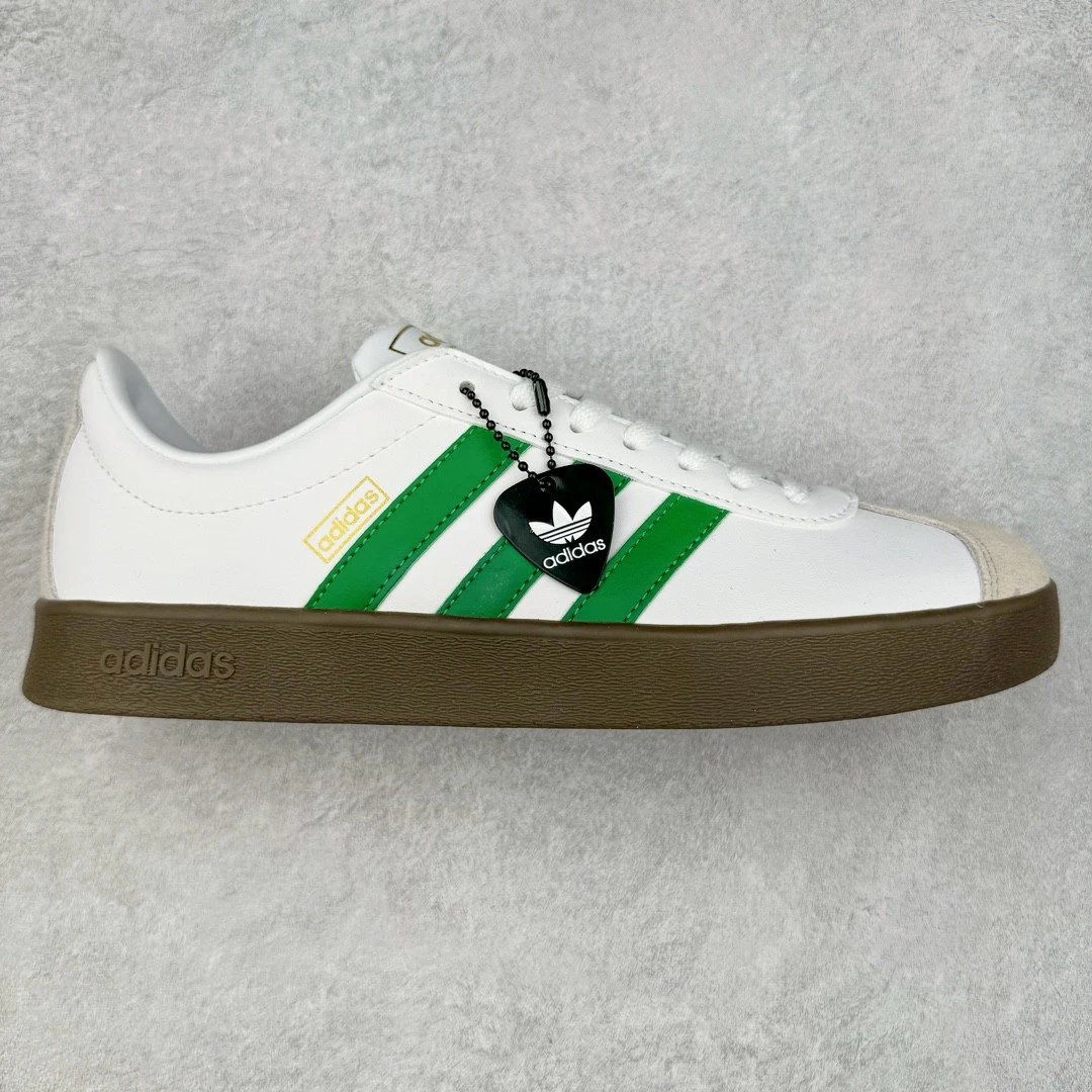 adidas Sneakers VL Court Lifestyle 2.0 Low-Top Three-Stripe — White Green Gold Label