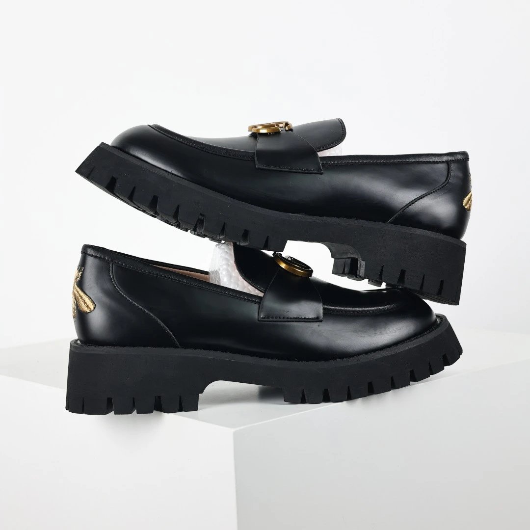 Unbranded Casual Shoes Chunky Platform Horsebit Loafers — Black