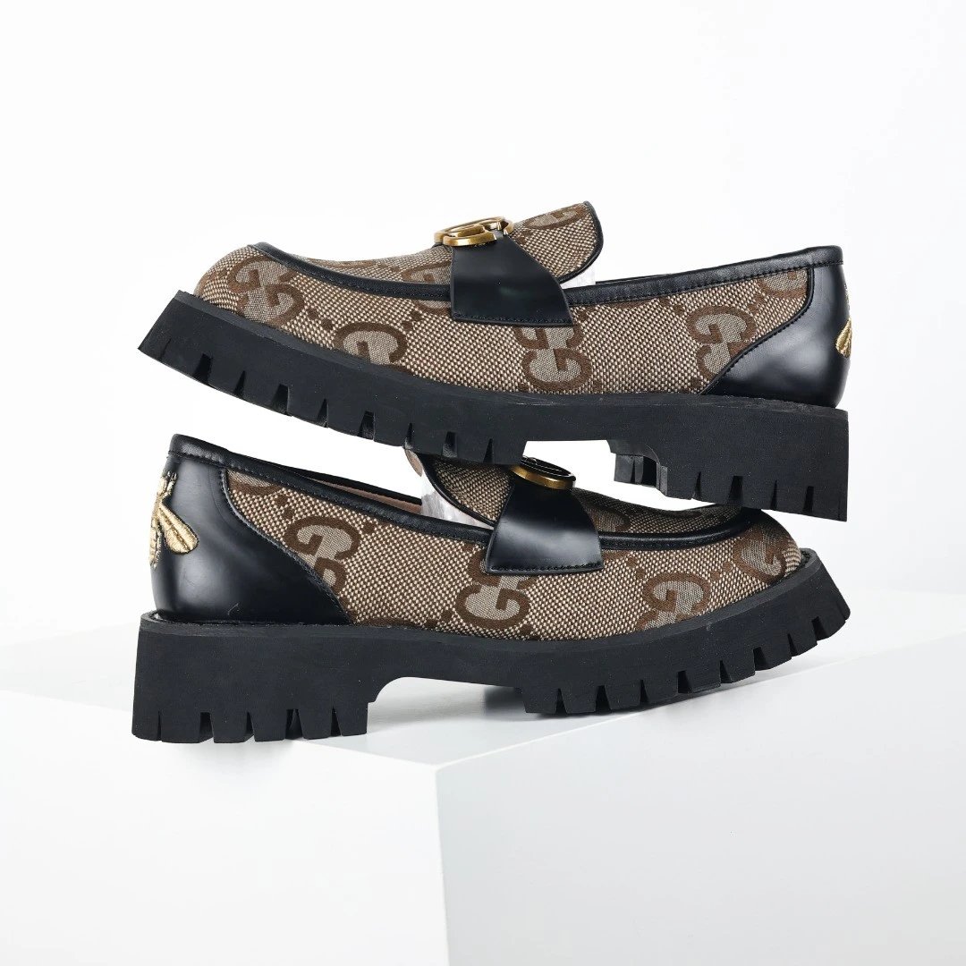 Unbranded Casual Shoes Chunky Platform Horsebit Loafers — Brown