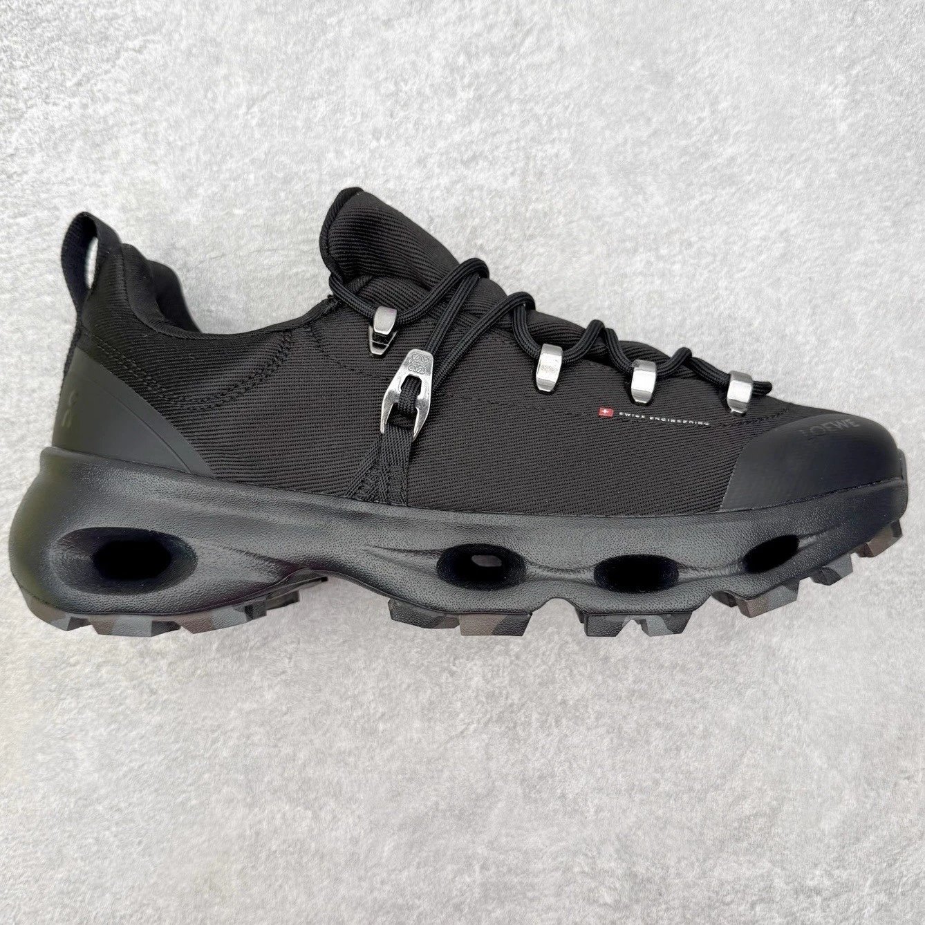 LOEWE Lace-up sneakers with cushioned hollow sole — Black