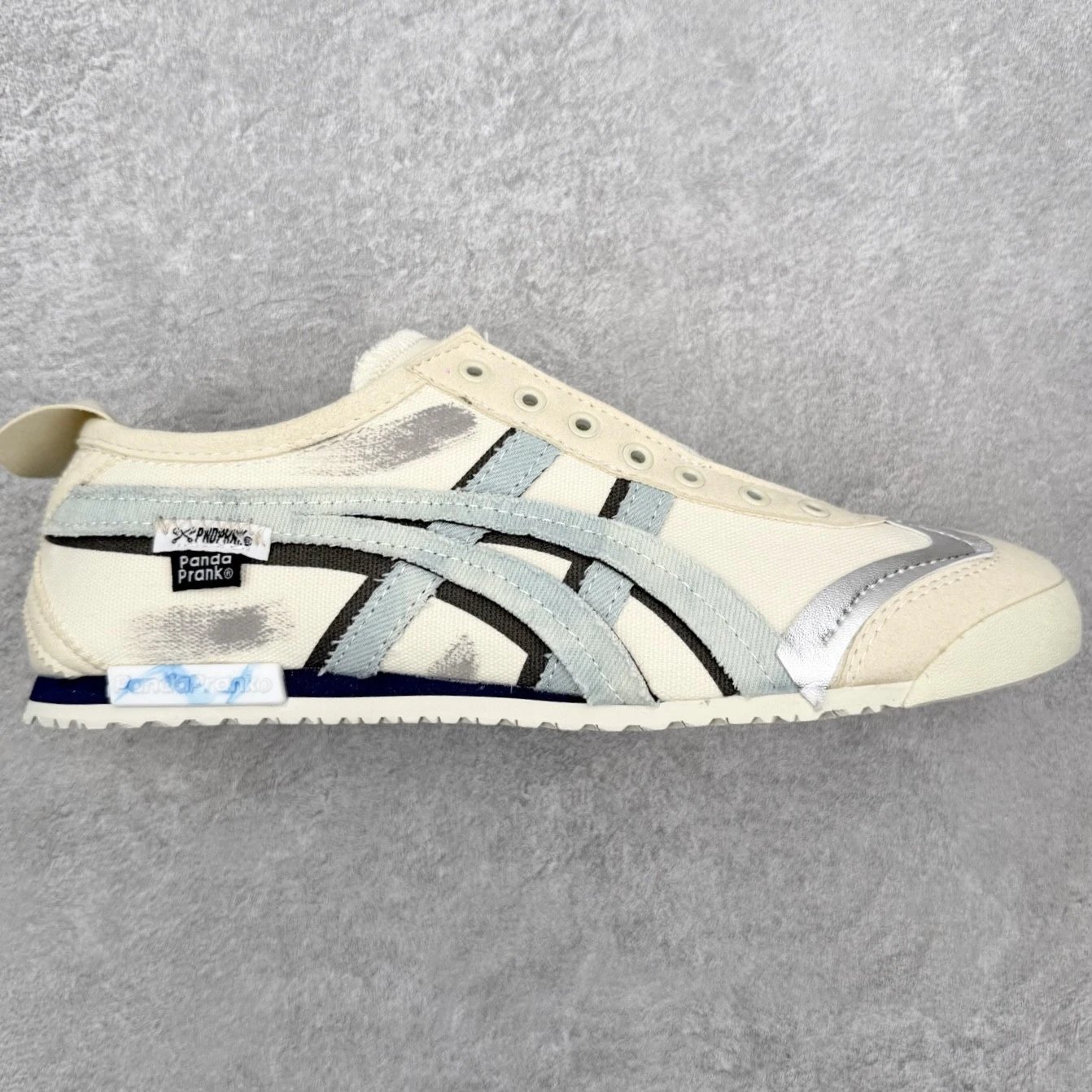 PandaPranko Sneakers Low-Top Striped — Milk Blue Silver