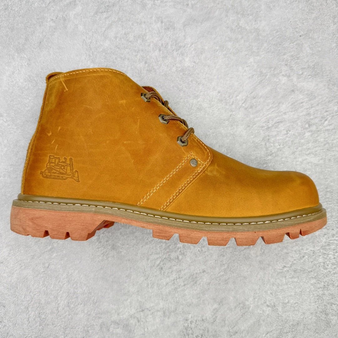 CAT Boots Lace-Up Work — Three-Eyelet Khaki