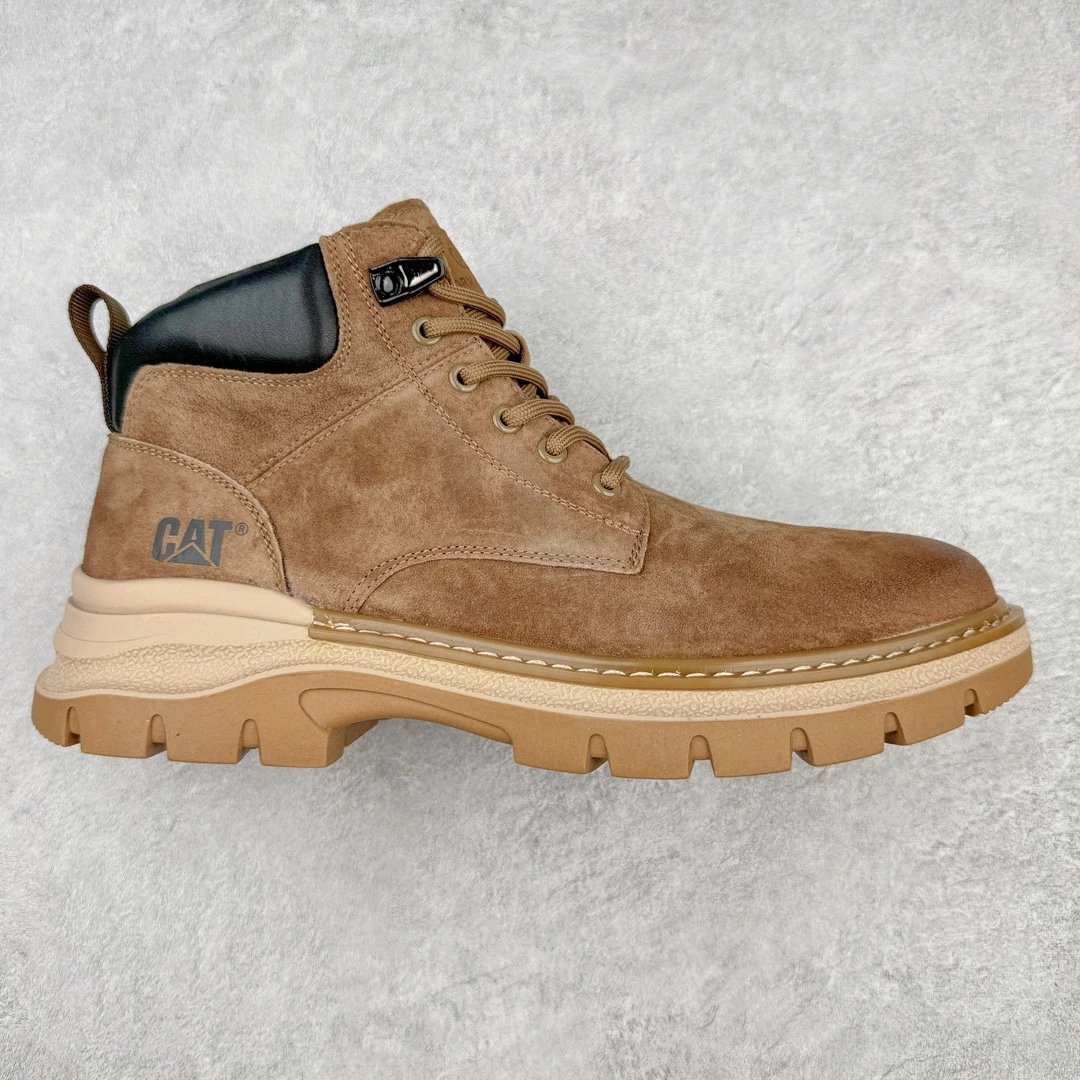 CAT Boots Lace-Up Work — Mid-Top Dark Brown