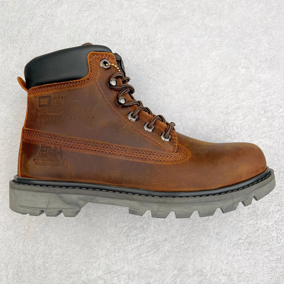 CAT Boots Lace-Up Work — High-Top Brown