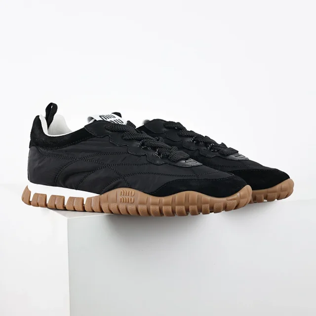 Miu Sneakers Nylon and suede lug-sole product detail image 21