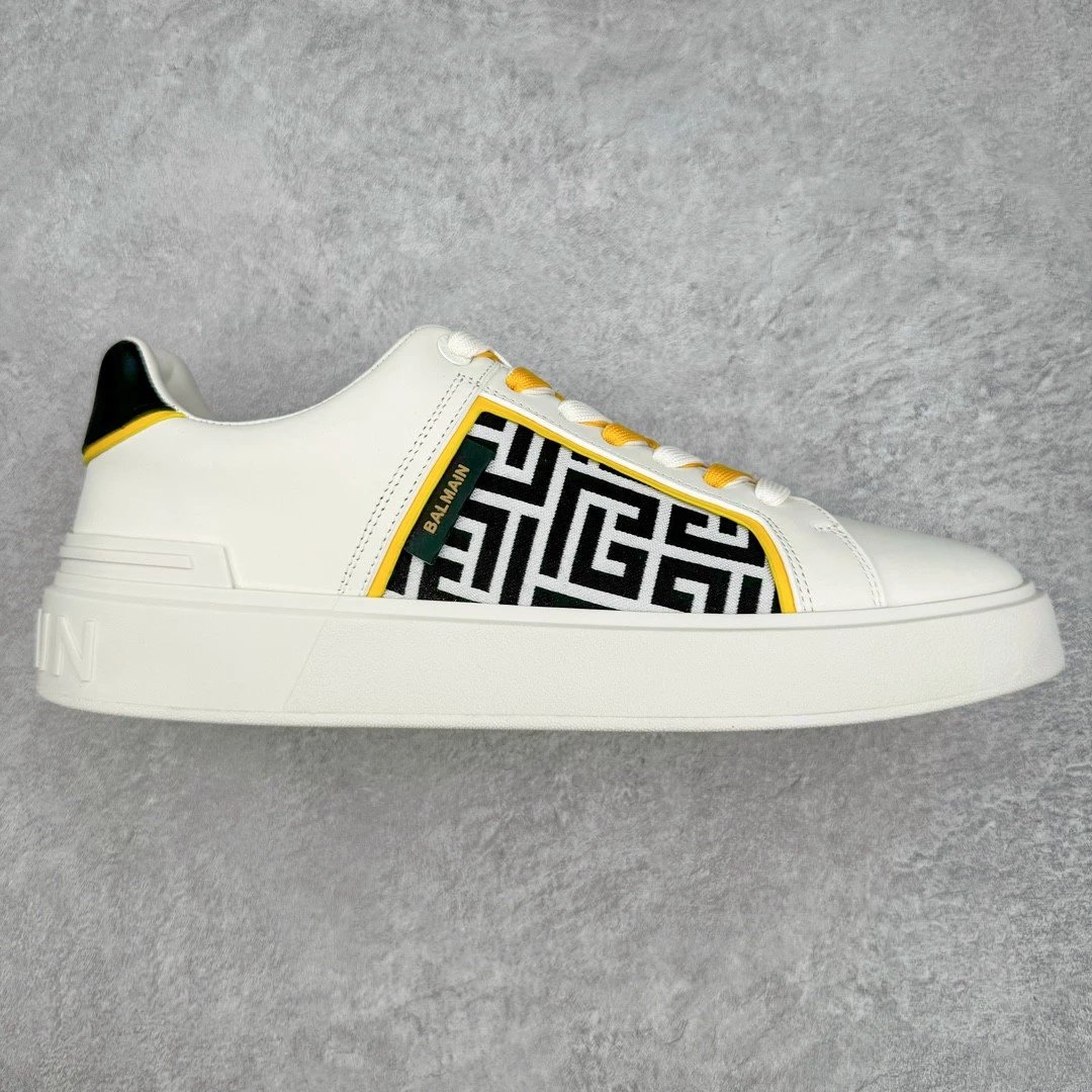 Balmain Sneakers B-Court — white yellow black tail