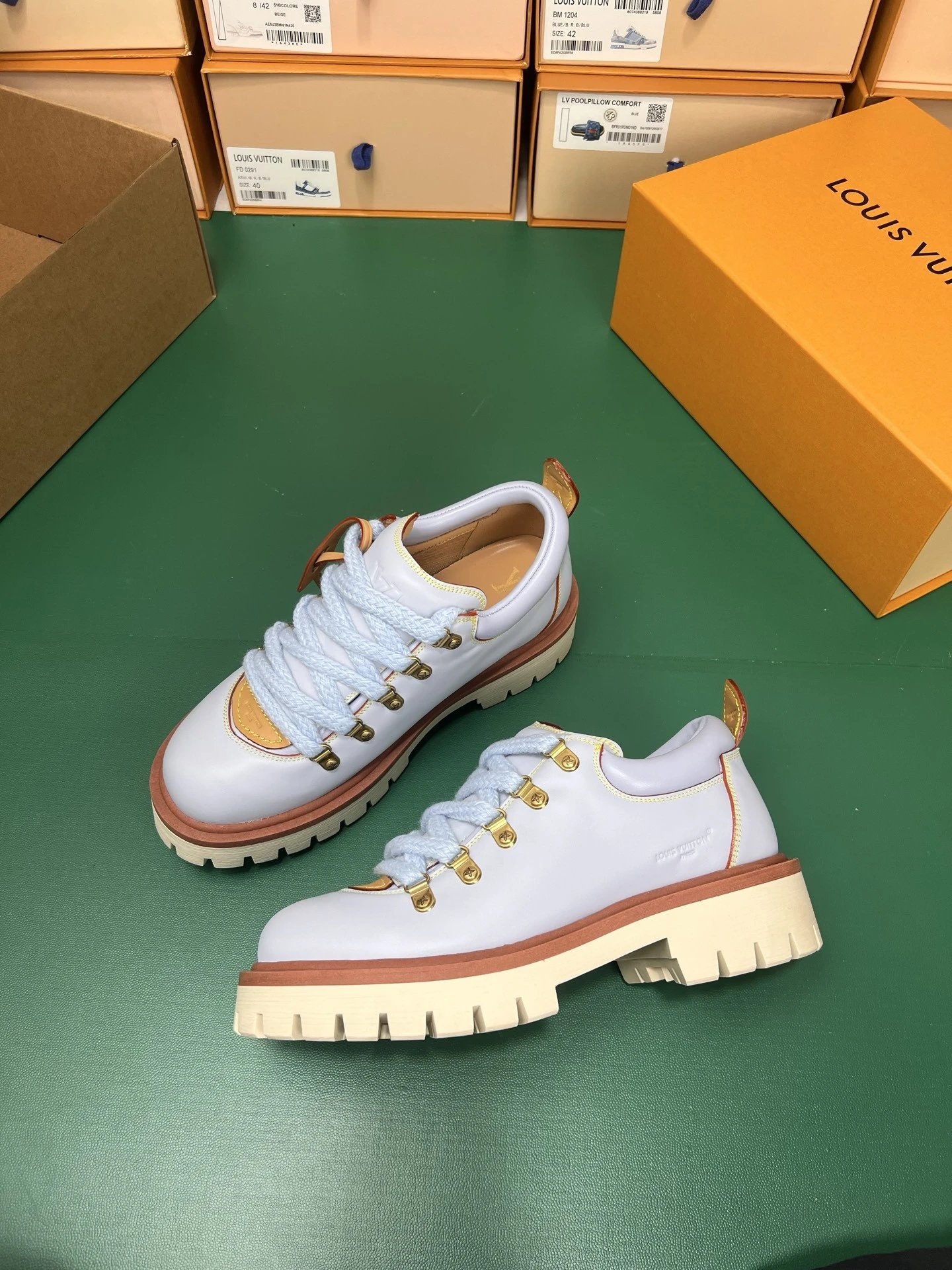 Louis Vuitton Boots Low-Top Workwear Lace-Up with Lug Soles — Blue-purple