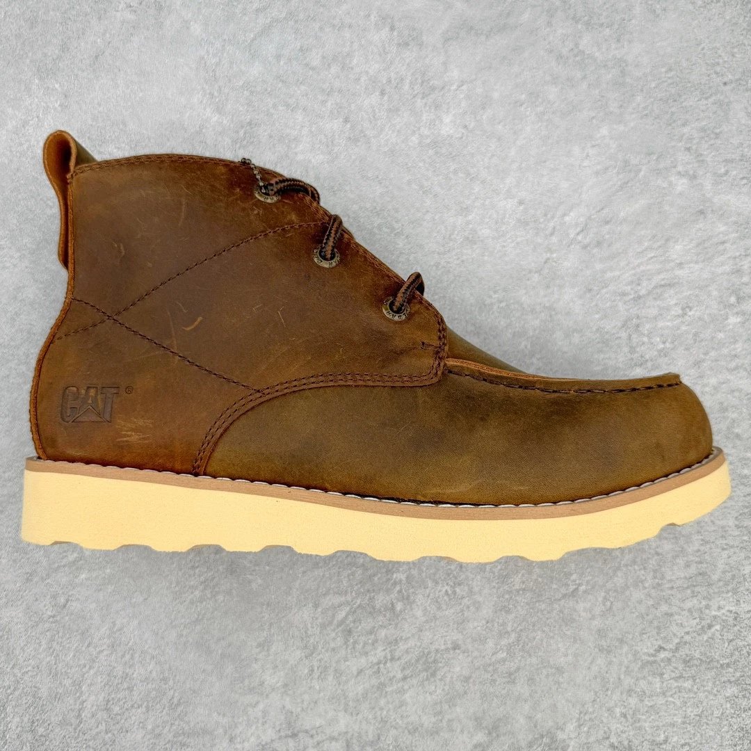 CAT Boots Lace-Up Work — Three-Eyelet Brown