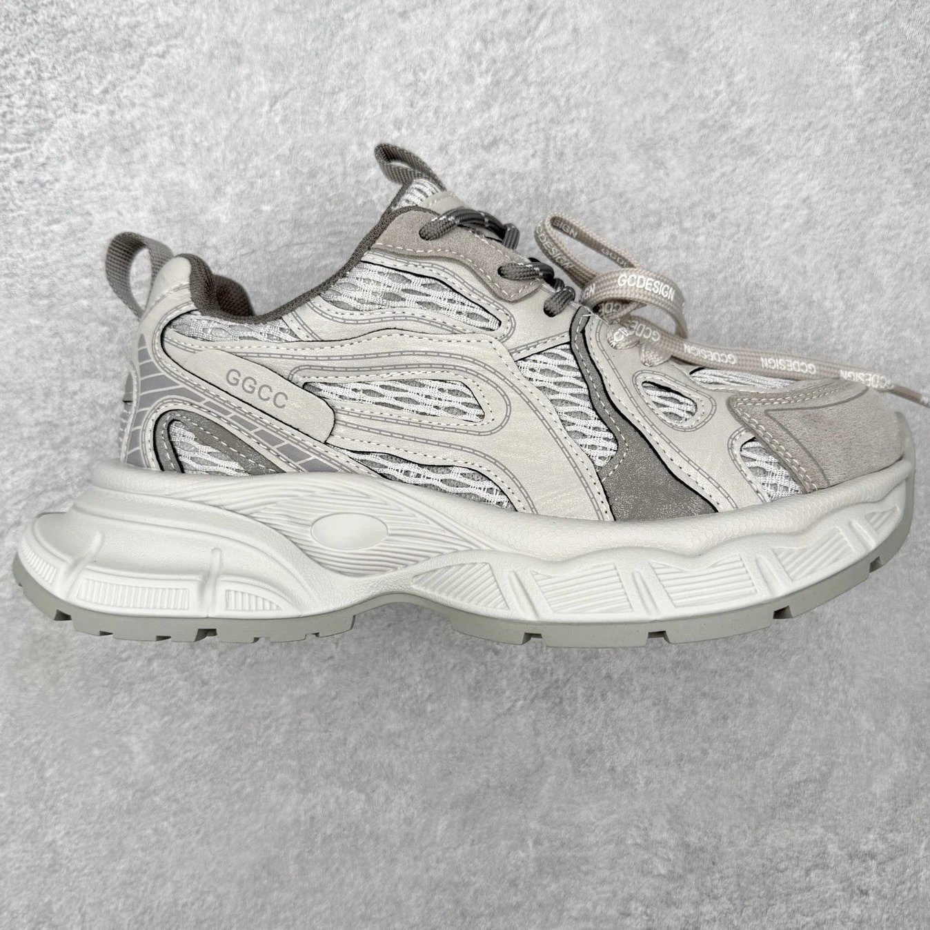 Unbranded Sneakers Mesh chunky with segmented platform sole — gray
