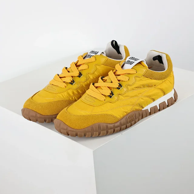 Miu Sneakers Nylon and suede lug-sole product detail image 11