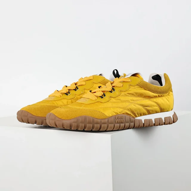 Miu Sneakers Nylon and suede lug-sole product detail image 10