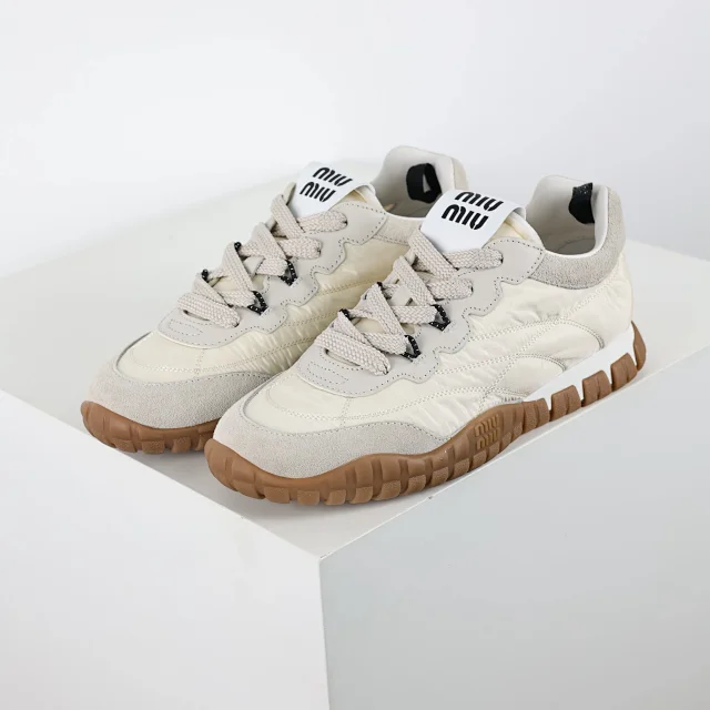 Miu Sneakers Nylon and suede lug-sole product detail image 2