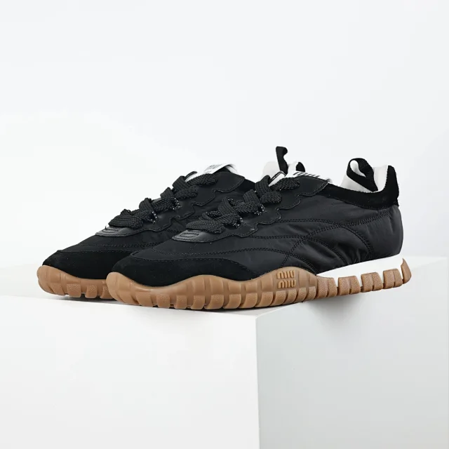 Miu Sneakers Nylon and suede lug-sole product detail image 19