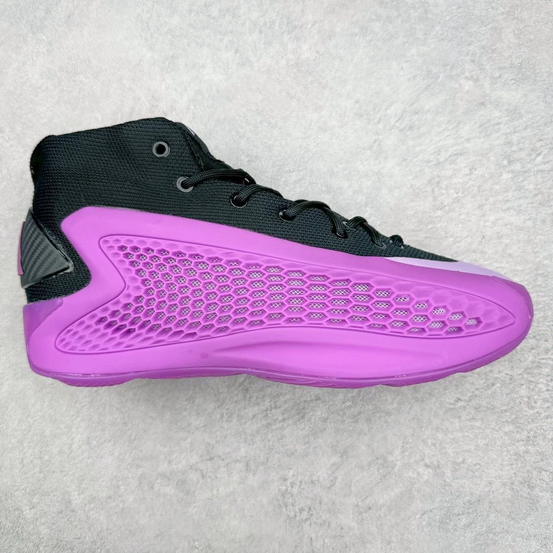 Unbranded Sneakers A.E. 1 high-top basketball shoes with honeycomb side panels — black purple high-top