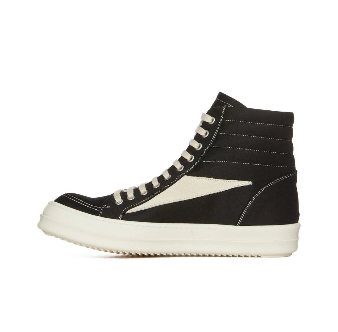 Rick Owens Sneakers Low-top lace-up with contrast side stripe and serrated sole — Black DU01D1810NDKLVS-911
