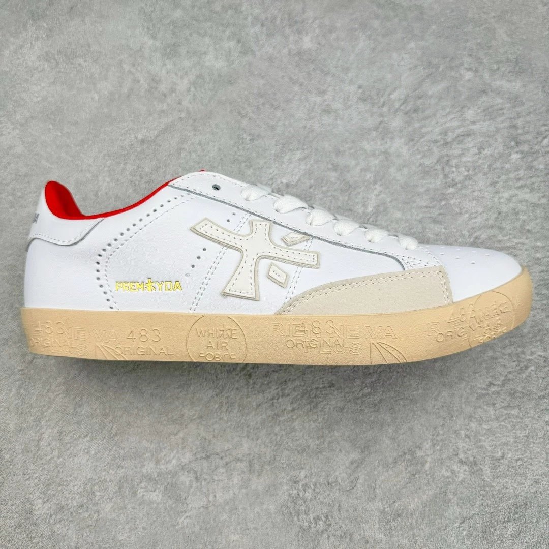 Premiata Sneakers Low-Top Lace-Up — White and red