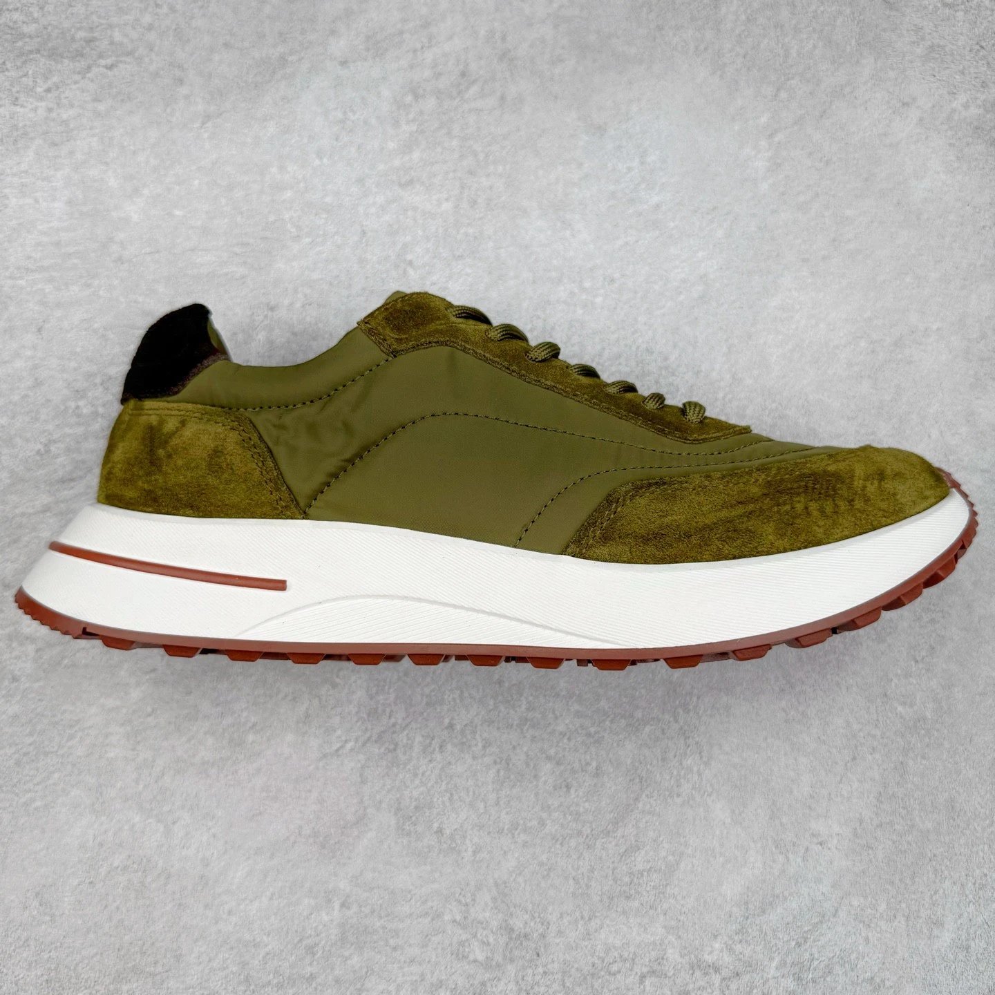 Unbranded Sneakers Low-top lace-up mixed-material — Olive green