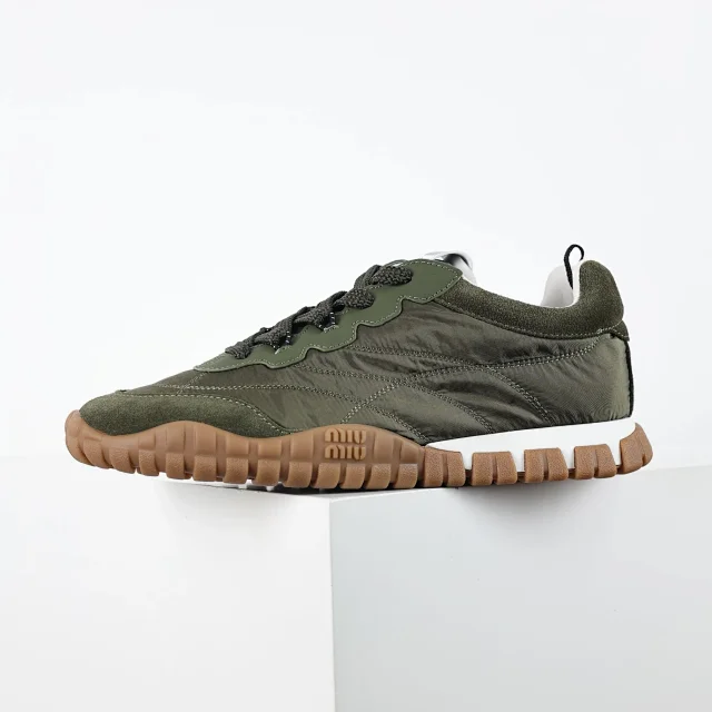 Miu Sneakers Nylon and suede lug-sole product detail image 36